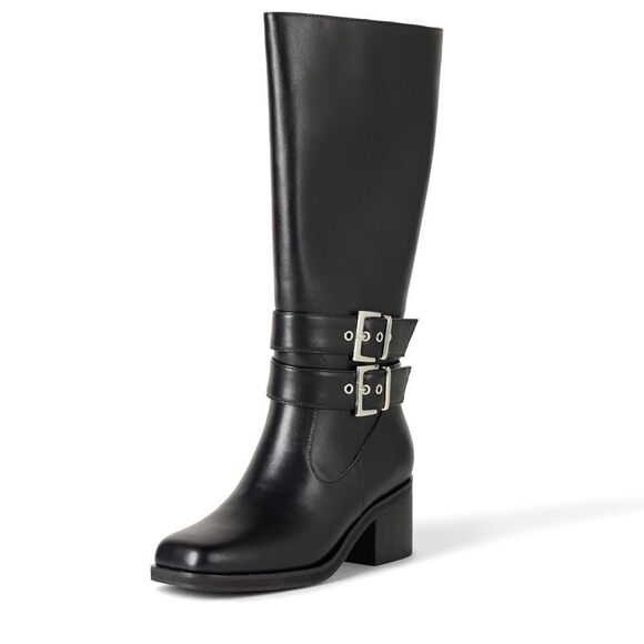 The Drop Shoes - The Drop Women's Sage Tall Biker Boot with Buckles, Black, NWT